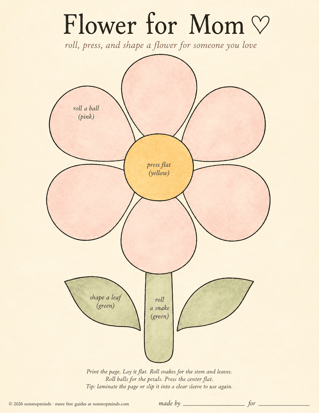 Flower for My Mom Play Dough Mat