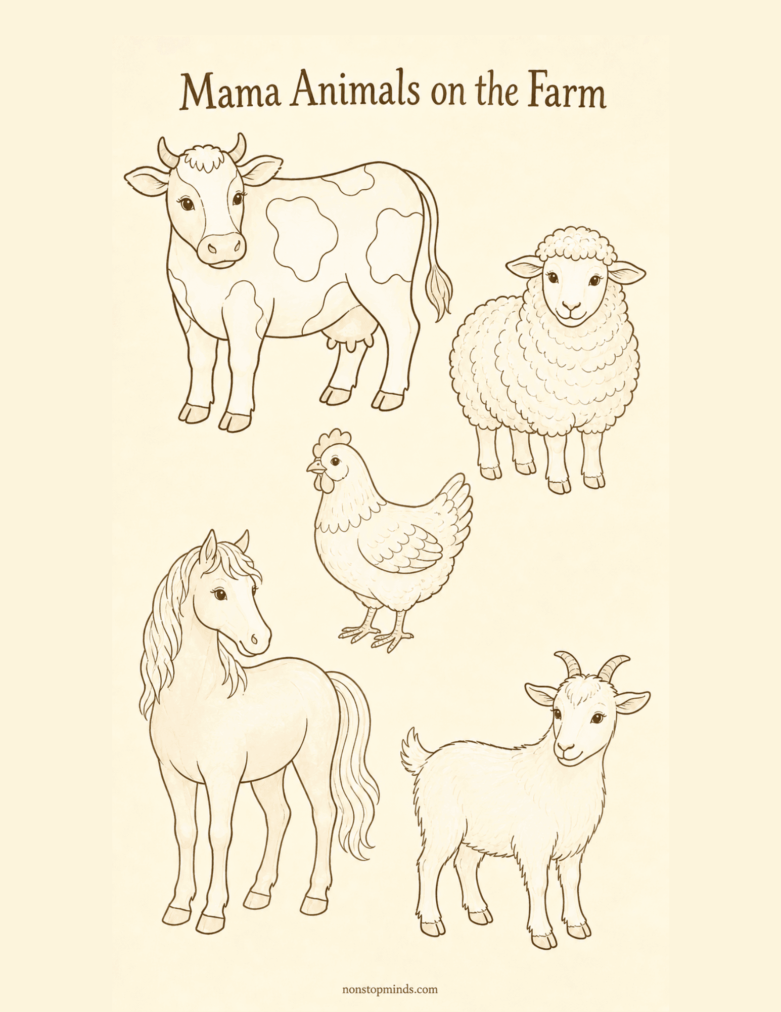 Color the Farm: Mama Animals